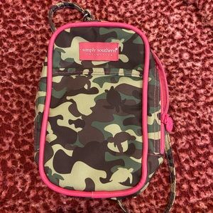 simply southern cross body bag/phone holder. pink & army.